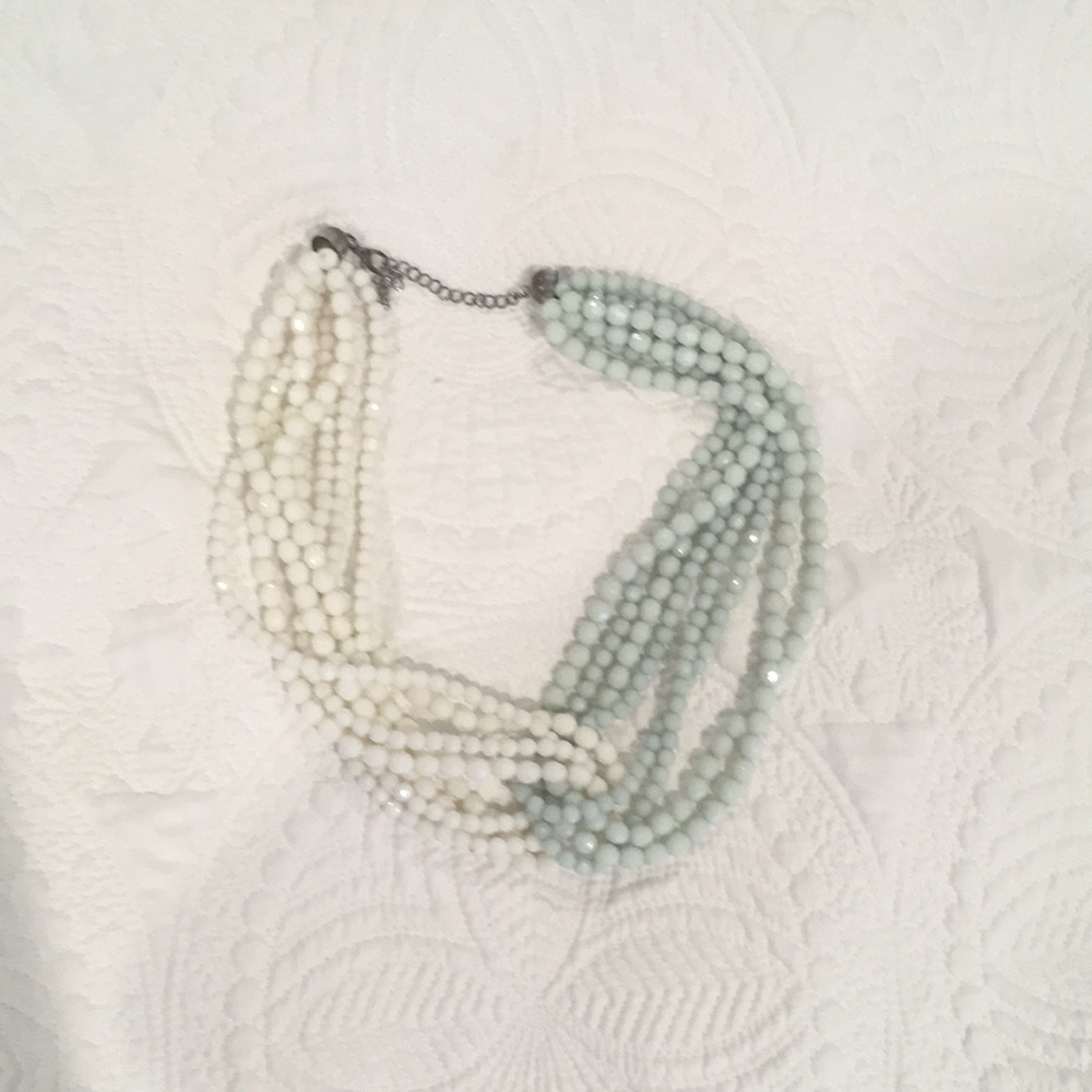 Anthropologie blue and white layered necklace